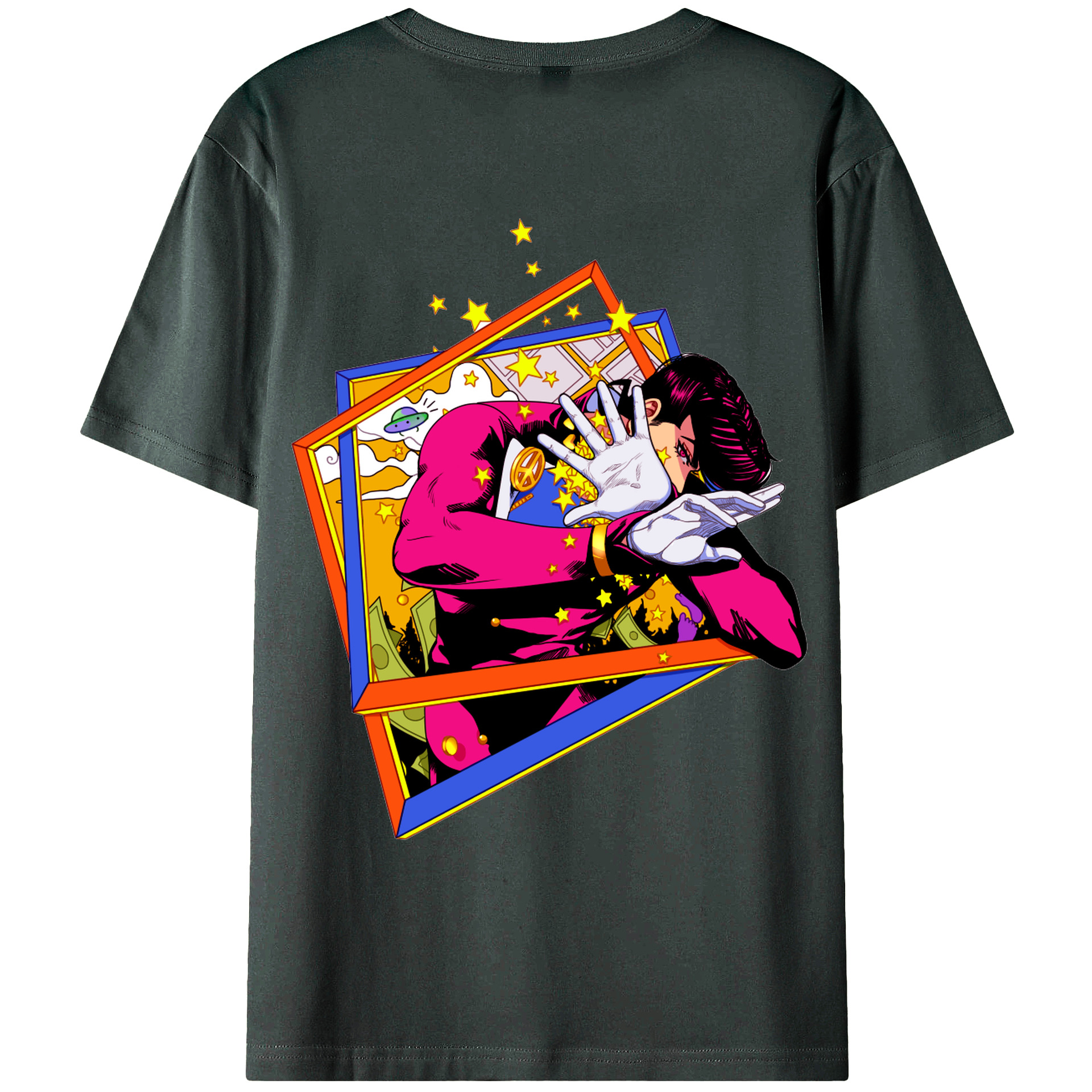 （画像用） ジョジョの奇妙な冒険 ひがしかた じょうすけ JoJo's Bizarre Adventure Higashikata Josuke 綿100％ メンズ半袖Tシャツ（バックプリント） 通気性